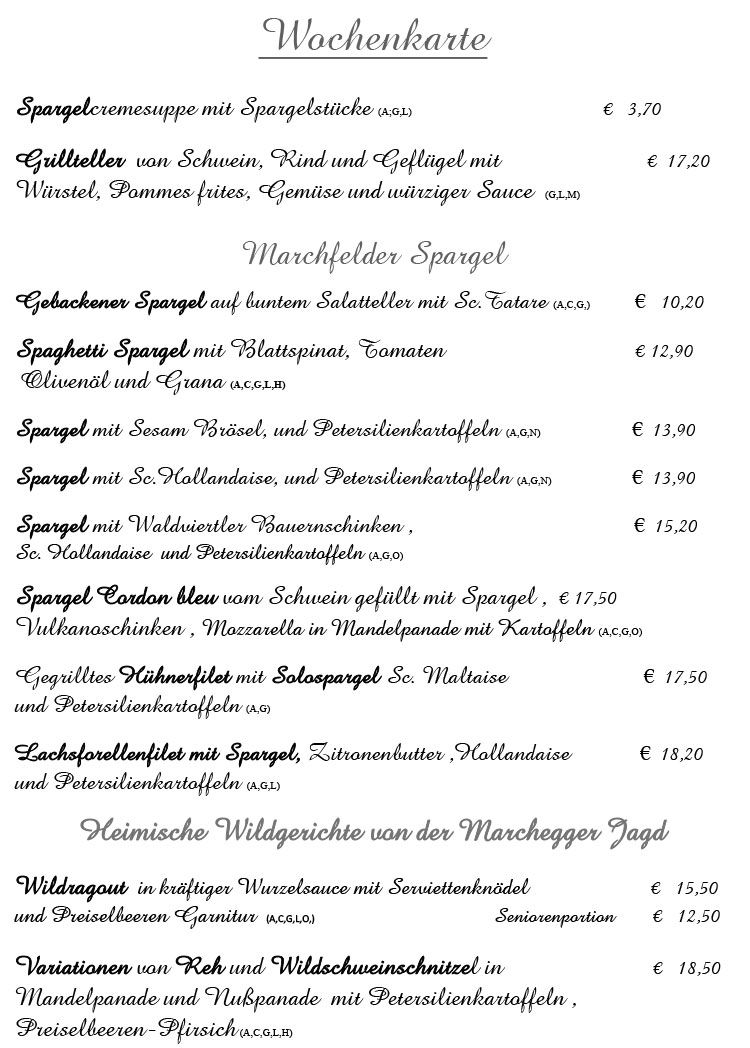 Wochenkarte Spargel